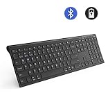 Multi-Device Bluetooth Keyboard, Jelly Comb Ultra Slim Full Size Rechargeable Wireless Bluetooth Keyboard Compatible for iPad, iPhone, Android Tablets, Windows, iOS, Mac OS - Black