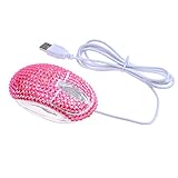 Eco-Fused USB Optical Computer Mouse with Crystal Bling Rhinestone Design with Retail Packaging (Pink Rhinestones)