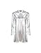 ASMAX HaoDuoYi Women Casual Soft Crew Neck Long Sleeve Silver Mini Dress