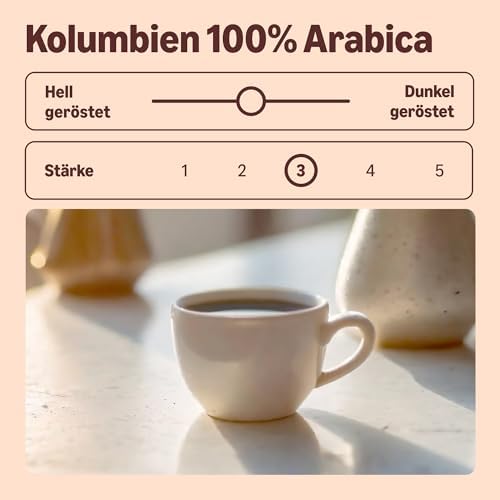 Colombian Coffee Bean, Medium Roast, 1 kg (2 Packungen x 500 g) – Rainforest Alliance zertifiziert