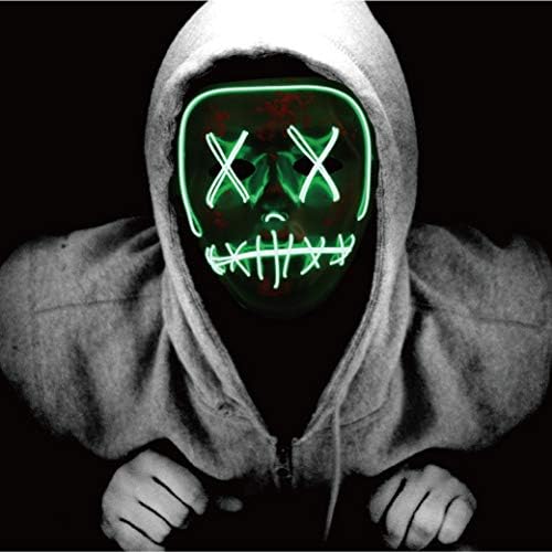 TKLake Light up Mask, Halloween LED Masks 4 Modes for Halloween Carnival Masquerade Party Raves and Cosplay (Green)