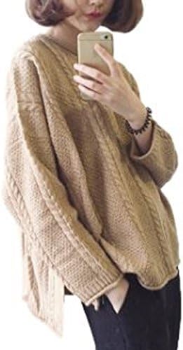 [ニブンノイチスタイル]1/2style 丸首 大きめ 無地 ケーブル 編み ニット セーター レディース