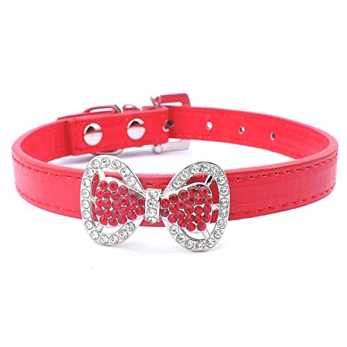 Neonr Bling Rhinestone Bow Tie Pet Cat Dog Collar Necklace Jewelry with