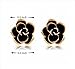 LovEnter Black Rose Flower with 18K Yellow Gold Plated Edge Stud Earrings