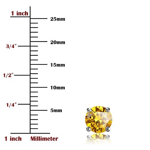 UHIBROS Sterling Silver Birthstone Stud Earrings Round Cubic Zirconia Diamond November