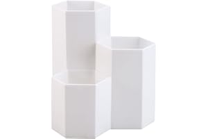 LoveBB Makeup Brush Holder Organizer, 3 Slot Plastic Cosmetics Brushes Pen Storage Solution, White