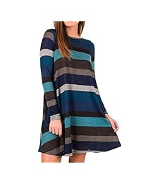 GZXISI Vestido de manga larga para mujer, casual, holgado, versátil, con parte superior