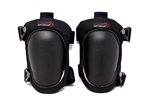 SAFE HANDLERProfessional Knee Pads with High Density PP Cap and Heavy Duty Padding | Comfortable Strong Adjustable Double Straps and Durable Hook Closure (Heavy Duty Cap, Black)