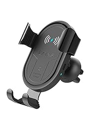 Cargador de coche inalámbrico   soporte de teléfono móvil de aluminio Qi habilitado con ventilación de aire, flexible ventosa. Cable USB Carga rápida, iPhone X XS Samsung S7 S8 S9 LG, compatible con carcasas