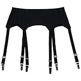 TVRtyle Black Vintage Metal Clip 6 Wide Straps Sexy Women's Garter Belts for Stockings S504 (Small)