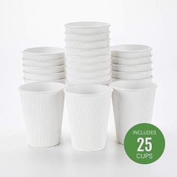 12 oz White Paper Coffee Cup - Ripple Wall - 3 1/2