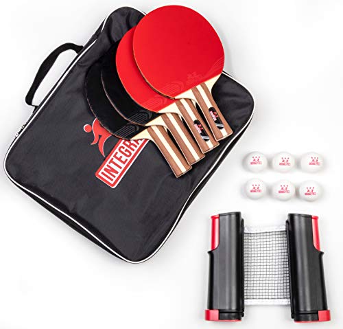 IntegraFun Pro Ping Pong Paddle Set with Ping Pong Net- Bracket Clamps,3-star Ping Pong Balls, Storage Case - Retractable Net and Post Set Adjustable to any Table - Indoor Outdoor Games for Family - Thumbnail 3