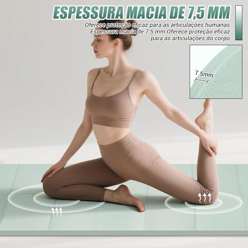 yoga mat, Tapete de Ioga, Tapete Ioga Grande, Espessura de 7,5 mm, 183 x 61 cm, Tapete de Pilates Multifuncional, Macio e Antiderrapante