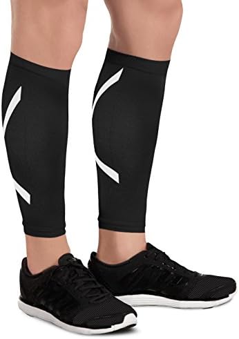 Calf Compression Sleeve, PiKaQ Footless sleeve Shin Splint / Leg Compression Sleeves Calves &amp; Leg Cramps for Runners Preventing Varicose Veins (1 Pair) (Large)