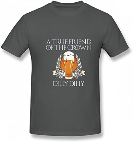 DiMLDG Dilly Dilly Crown Pattern Tshirt Printed Cotton T-Shirts Tops Logo Tee Asphalt L