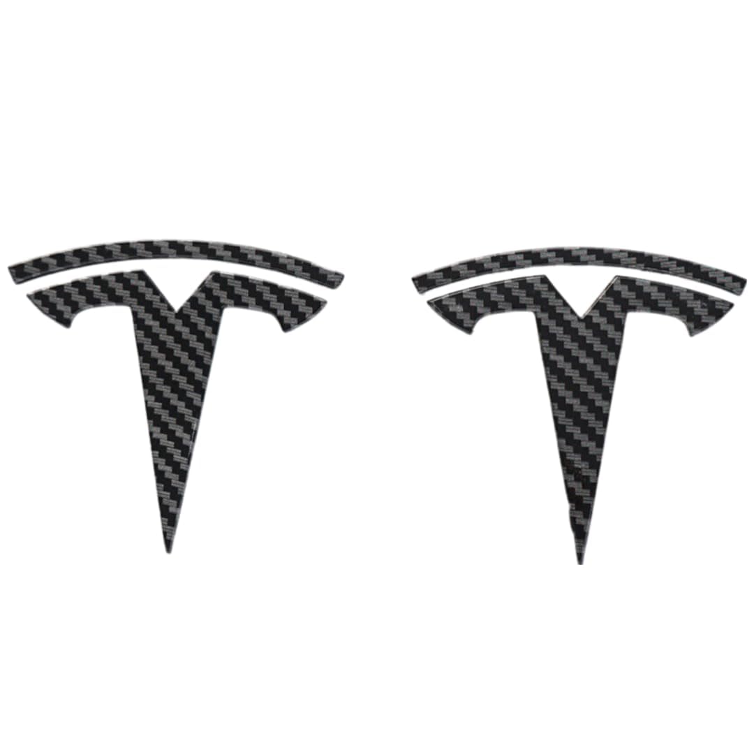Photo 1 of (ONLY ONE) Model Y Badge Emblem - Front Hood and Rear Trunk Replacement Logo for Tesla Model Y - 3D Metal Emblem Set (2 Pieces, Carbon Fiber)