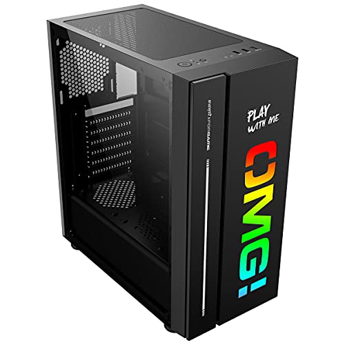 SZD OMG ATX Tower PC Gaming Case, Tempered Glass Side Panel, Front I/O