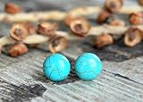 Turquoise Howlite Earrings Surgical Steel Studs 10mm Stud Earrings for Women
