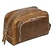 Polare Vintage Full Grain Leather Handmade Travel Toiletry Bag for Men - Dopp Kit - Shaving Kit with YKK Metal Zippers A-Brown