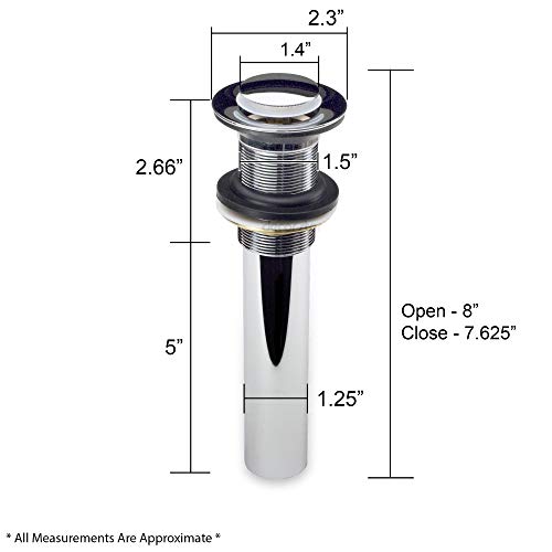 Decor Star PU-003-TC 1 1/2" Bathroom Faucet Vessel Vanity Sink Pop Up Drain Stopper Without Overflow Chrome