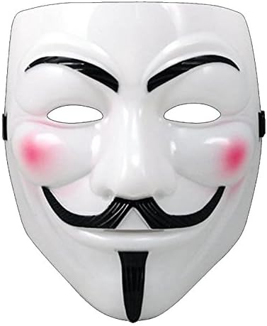 guy fawkes V vendetta team pink blood scar masquerade masks Halloween carnival Vendetta mask V masks (White)