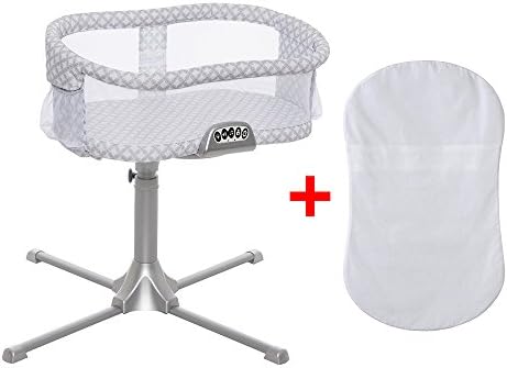 HALO Bassinest Swivel Sleeper Premier Series Bassinet with EXTRA HALO Fitted Bassinest Sheet in white (Harmony Circles)