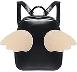 Tinksky® Lovely Cartoon Candy Color Fashion College Style Wings of an Angel Backpack Shoulders Bag 5 Colors (Black)