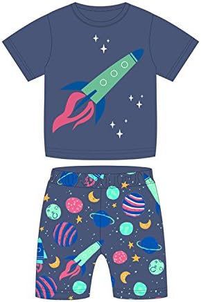 Tinaflower"Roket Plane" Little Boys' 2 Piece short Sleeve Pajama Sets 100% Cotton Sleepwear Toddler Kids Clothes