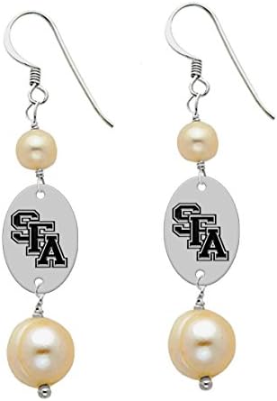 Stephen F Austin Lumberjacks Sterling Silver Cultured Freshwater Pearl Dangle Earrings
