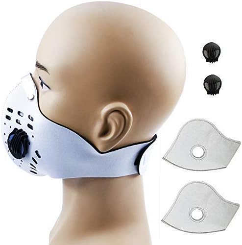 Activated Carbon Dustproof Dust Mask Filtration Exhaust Gas PM2.5 with 2 Valves 2 N99 Activated Carbon Filters for Running Cycling Outdoor Activities