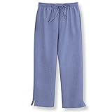Women's Chambray Capri Pant With Drawstring Waist, Blue, Large