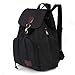 ZOORON Drawstring Canvas Backpack Vintage Rucksack Daypack (Black)