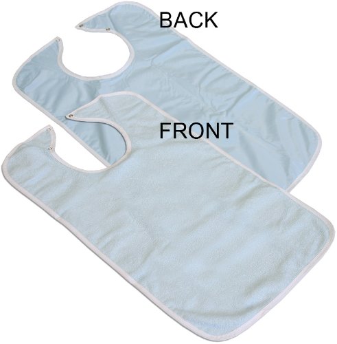 3 Terry Adult Bibs with Vinyl Barrier (Light Blue)