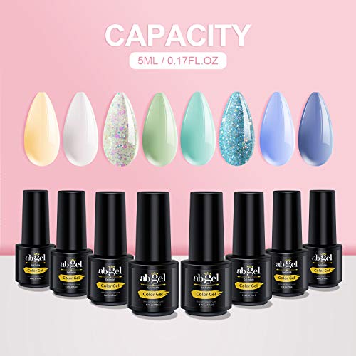 ab gel Valentine's Day Series Colors Set - UV LED Soak Off Gel Polish Kit 8 Colors Yellow Oat Avocado Green Blue Manicure Kit Holiday Gift Set