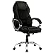 BestOffice Office Chair Computer Desk Chair PU-Padded Adjustable Exectuive High-Back Cushion Lumbar Support Chair with Armrest - Brown