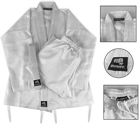 Zephyr Martial Arts K-Tech Performance Karate Gi Student Uniform with Belt - White - 0