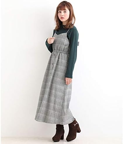Amazon マジェスティックレゴン Majestic Legon チェックガラロングキャミワンピ チェック柄ロングキャミワンピ ブラック柄 M ワンピース チュニック 通販