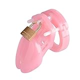 Pink Plasitc Cock Cage Chastity Cage Chastity Device for Male Penis Exercise with 5 Rings
