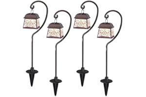 Maggift 4 Pack 22 Inch Hanging Solar Lights Multipurpose with 4 Shepherd Hooks Outdoor Solar Coach Lights