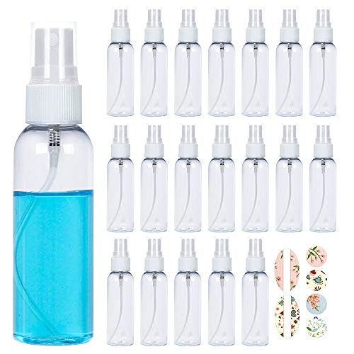 20 Pack 60 ML 2oz Clear Plastic Spray Bottles with Fine Mist Sprayer