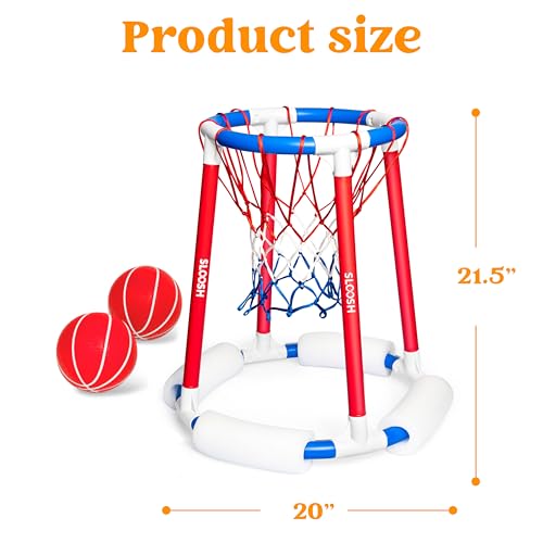 Sloosh Pool Basketball Hoop Toys, Floating Basketball Pool Game, Swimming Floats Toys with Balls Pump, Summer Outdoor Water Play Toy for Kids and Adults (Red Blue)