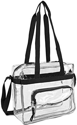 Deluxe Clear 12" x 12" x 6" NFL Stadium Approved Tote and Messenger Bag with Front Pocket