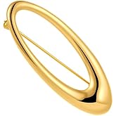 GKDFK Minimalist Oval Gold Brooch for Women Delicate Geometric Pins18K Gold Plated Badge Jewelry for Blazer Dress, Jacket Everyday Wedding Accessory Gift