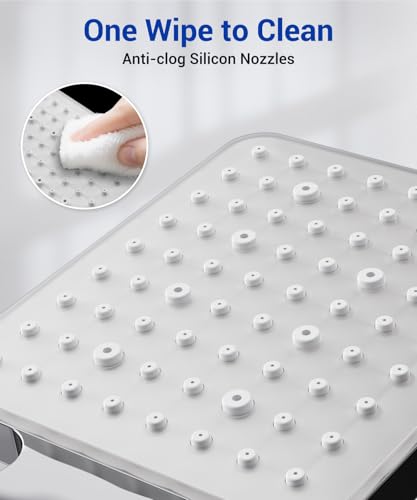 Newentor Shower Head and Hose[TESTSIEGER], High Pressure Shower Head with 6 Modes, Universal Water Saving Large Showerhead with 1.5M Hose, Silver