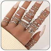 GYRMMUE Stackable Gold Silver Rings for Women Stacking Ring Set Vintage Boho Ring Set Flower Leaf Bow Stacking Jewelry Sparkling Crystal Floral Statement Rings