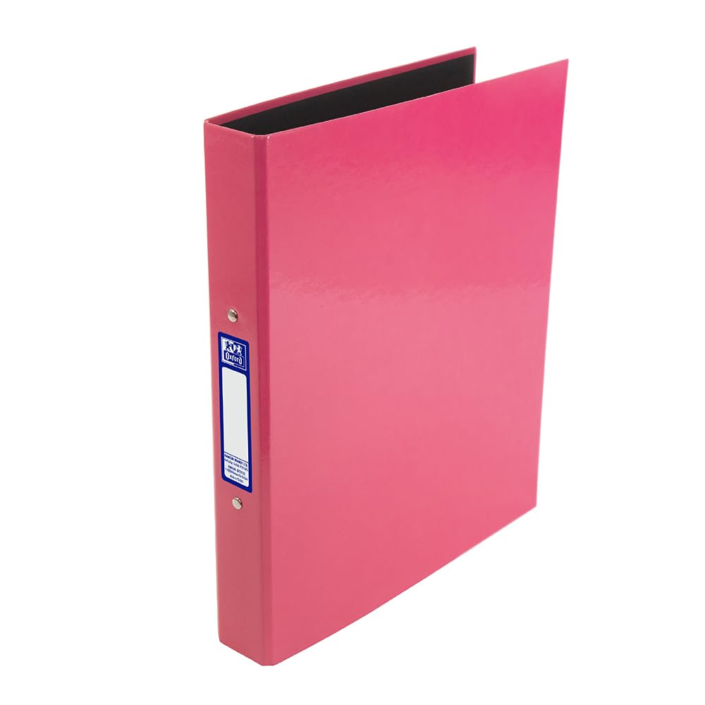 Oxford Premium A4 Ring Binder, Pink Single Folder, 25mm Capacity, Laminated Paper on Board