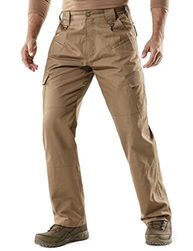 CQR Men's Tactical Pants, Water Repellent Ripstop Cargo Pants, Lightweight  EDC Hiking Work Pants, Outdoor Apparel, Duratex(tlp106) Coyote, 36W x 30L 