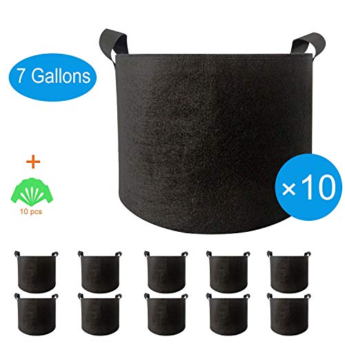 Adorma 10 Packs 7 Gallon Grow Bags, Heavy Duty 300G Thickened Nonwoven Fabric Plant Pots with Handle