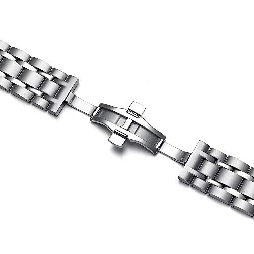 Tissot Stainless Steel Watch Band for T035 CHIMAERA 19mm 22mm 23mm 24mm Strap Deployment Butterfly Clasp (Silver-24mm)