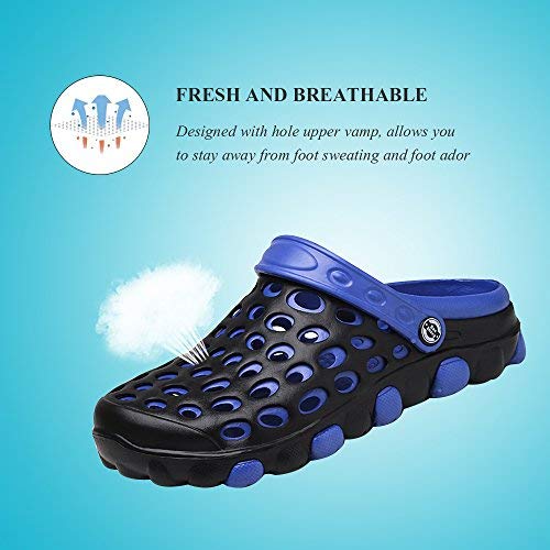 Cyiecw Unisex Breathable Garden Clogs Outdoor Walking Slippers Anti-Slip Beach Shower Sandals (9 US Women / 7 US Men, Blue)